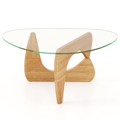 COSTWAY Triangle Coffee Table Modern Center Table with Tempered Glass ...