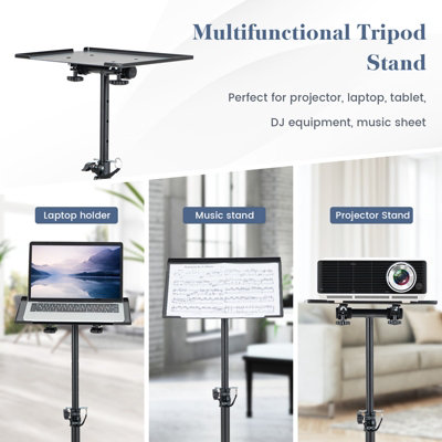 Costway Tripod Projector Stand Laptop Projector Tripod Stand w/ Adjustable Height Tray