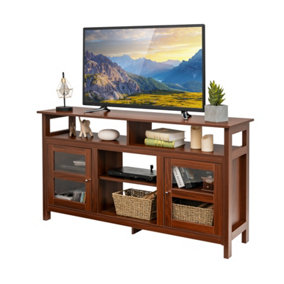 Costway TV Stand for 65" TV Fireplace TV Stand Entertainment Center Storage Cupboard