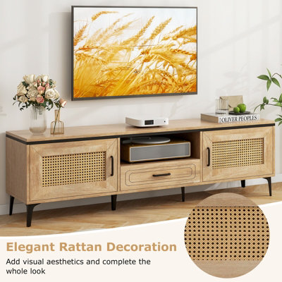 COSTWAY TV Stand for 65 TVs Modern Media Cabinet Console Table with Cable Hole