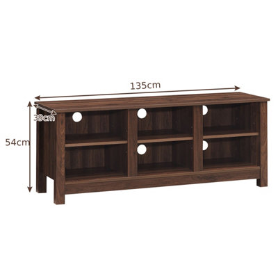 Costway TV Stand for TVs up to 55" Wooden 6 Storage Compartments TV Cabinet Table