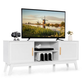 Costway TV Stand for TVs up to 65" Media Console Table w/Adjustable Shelf & 2-door Cabinet