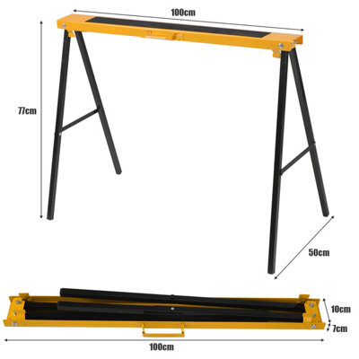 Costway Twin Pack Folding Saw Horse Heavy Duty Sawhorses Compact Power Tools Workhorse - 3