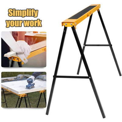 Costway Twin Pack Folding Saw Horse Heavy Duty Sawhorses Compact Power Tools Workhorse - 7