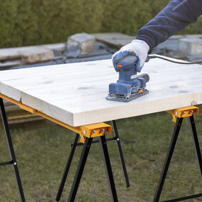 Costway Twin Pack Folding Saw Horse Heavy Duty Sawhorses Compact Power Tools Workhorse - 9