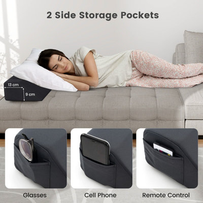 Costway Twin Size Bed Wedge Pillow Bolster Trapezoidal Pillow Gap Filler - 6