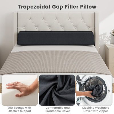 Costway Twin Size Bed Wedge Pillow Bolster Trapezoidal Pillow Gap Filler - 8