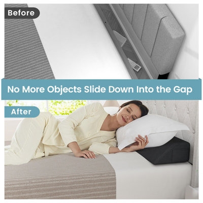 Costway Twin Size Bed Wedge Pillow Bolster Trapezoidal Pillow Gap Filler - 9