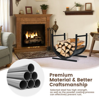 Costway U-Shaped Firewood Rack Indoor Outdoor Fireplace Log Storage Rack