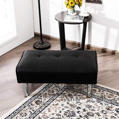 Costway Upholstered Entryway Shoe Bench Tufted Leather Sofa Ottoman