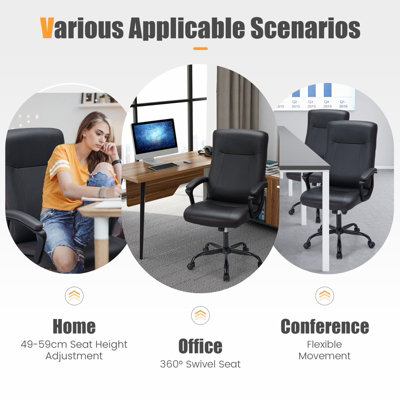 Costway Upholstered Executive Office Chair Ergonomic Computer Desk ...