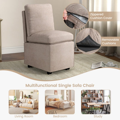 Living room chair with outlet storage