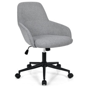 Costway Upholstered Linen Fabric Leisure Chair Ergonomic Desk Chair