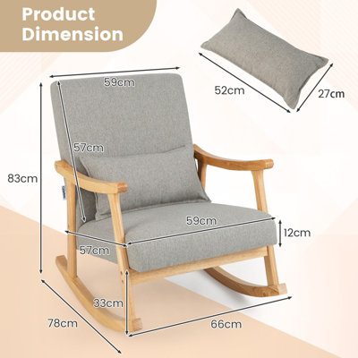 Costway Upholstered Rocking Chair Modern Rocker with Rubber Wood Frame