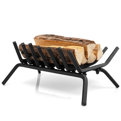Costway V Shape Grill Fireplace Log Grate Heavy-Duty Iron Fireplace Log Holder w/ 7 Steel Bars