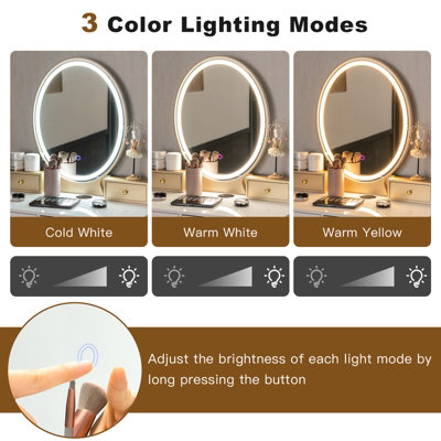 Costway makeup vanity table 3 shop color lighting modes jewelry dressing