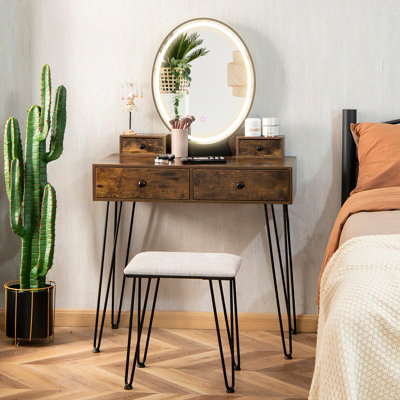 Costway vanity table with store lighted mirror