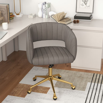 Costway Velvet Home Office Chair Adjustable Modern Swivel Desk Vanity Chair