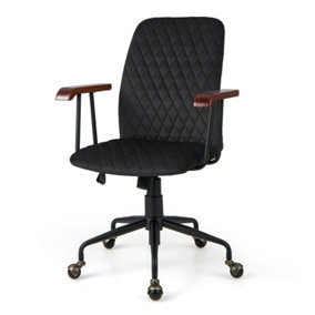 Costway Velvet Leisure Chair Adjustable Swivel Home Office Chair Rolling Computer Chair Black