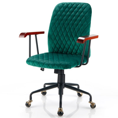 Costway Velvet Leisure Chair Adjustable Swivel Home Office Chair ...
