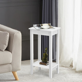 Costway Versatile 2-Tier Tall Side Table Narrow End Table Narrow Beside Storage Table