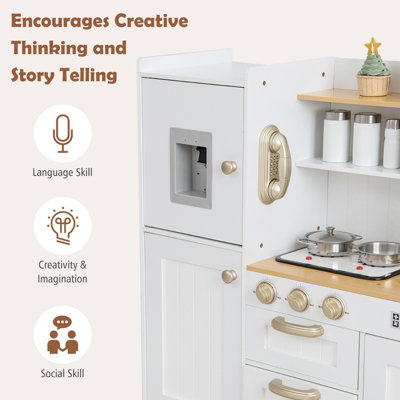 White and gold play kitchen on sale
