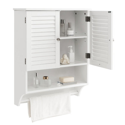 Costway Wall mounted Bathroom Cabinet Double Door Storage Medicine Cabinet W Towel Bar DIY at B Q