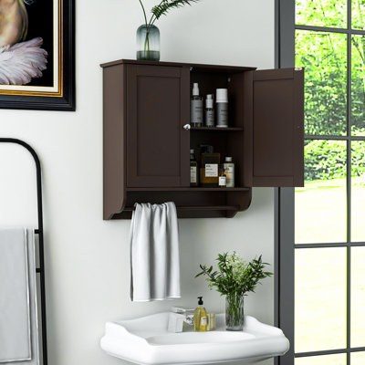 Costway Wall Mounted Bathroom Cabinet Hanging Medicine Cabinet w/ Towel Bar