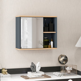 Costway Wall-Mounted Bathroom Mirror Cabinet Door Medicine Cabinet w/ Adjustable Shelf
