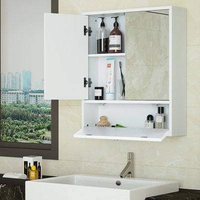 Costway Wall-Mounted Bathroom Mirror Cabinet Medicine Cabinet Wall Mirror