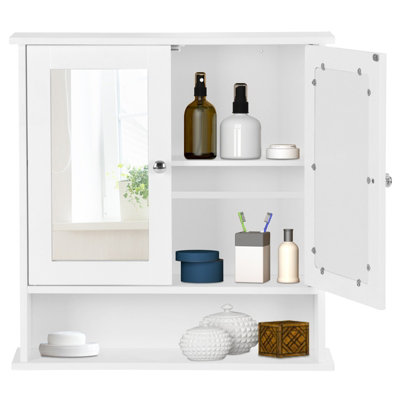 Costway Wall Mounted Bathroom Mirror Cabinet Wooden Storage Cupboard Medicine Organizer Price Comparisons | Compare The Build