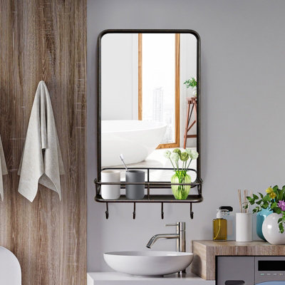 Costway Wall-mounted Bathroom Mirror Decorative Farmhouse Wall Mirror