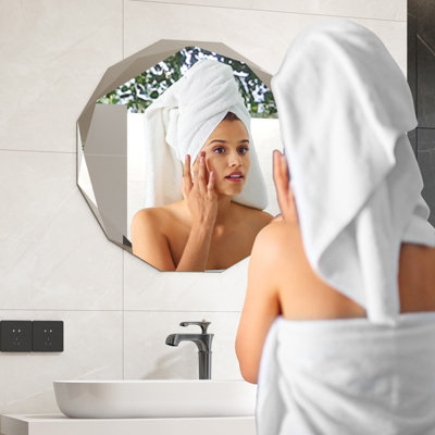 Costway Wall-mounted Bathroom Vanity Mirror Frameless Premium Silver Polished Mirror