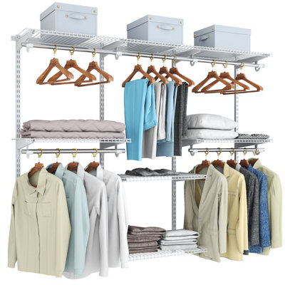 Costway Wall Mounted Closet System Metal Hanging Storage Organizer Rack ...