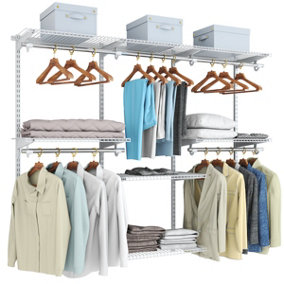 Costway Wall Mounted Closet System Metal Hanging Storage Organizer Rack with Hanging Rod