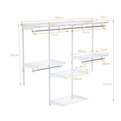 Costway Wall Mounted Closet System Metal Hanging Storage Organizer Rack ...