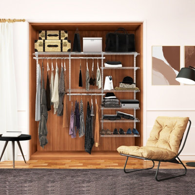 Costway Wall Mounted Closet System Metal Hanging Storage Organizer Rack with Hanging Rod - 8
