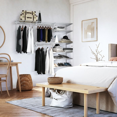 Costway Wall Mounted Closet System Metal Hanging Storage Organizer Rack with Hanging Rod - 9