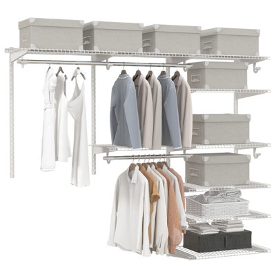 Costway Wall Mounted Closet System Metal Hanging Storage Organizer Rack with Hanging Rod