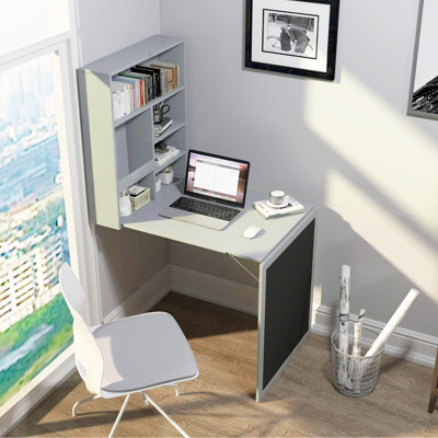 Costway Wall Mounted Computer Desk Folding Convertible Wall Table W ...