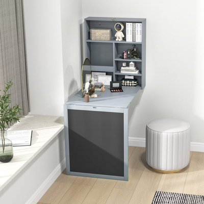 Costway Wall Mounted Computer Desk Folding Convertible Wall Table W ...