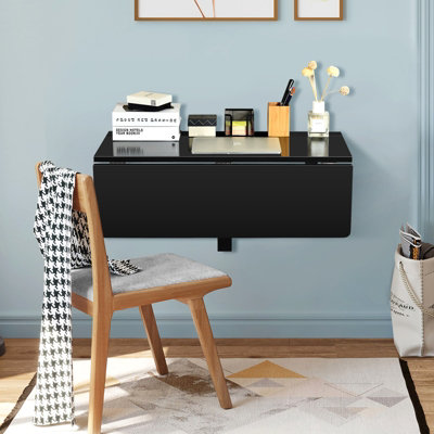 Costway Wall-mounted Drop-leaf Table Folding Floating Laptop Desk Space Saving Hanging