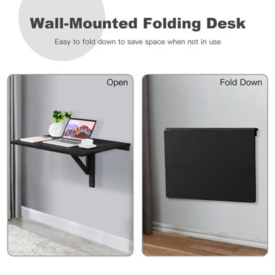 Costway Wall-mounted Drop-leaf Table Folding Floating Laptop Desk Space Saving Hanging