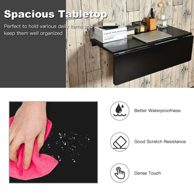 Costway Wall-mounted Drop-leaf Table Folding Floating Laptop Desk Space Saving Hanging