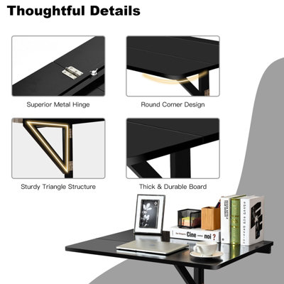 Costway Wall-mounted Drop-leaf Table Folding Floating Laptop Desk Space Saving Hanging