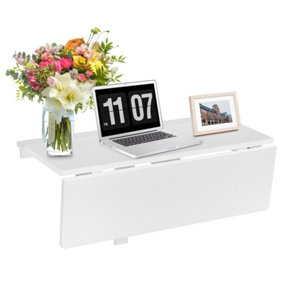 Costway Wall-mounted Drop-leaf Table Folding Floating Laptop Desk Space Saving Hanging