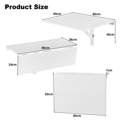 Costway Wall-mounted Drop-leaf Table Folding Floating Laptop Desk Space Saving Hanging