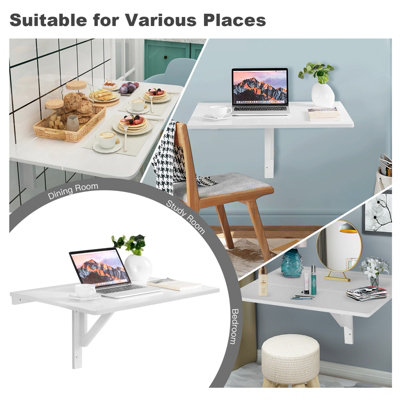 Costway Wall-mounted Drop-leaf Table Folding Floating Laptop Desk Space Saving Hanging