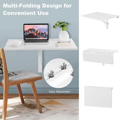 Costway Wall-mounted Drop-leaf Table Folding Floating Laptop Desk Space Saving Hanging