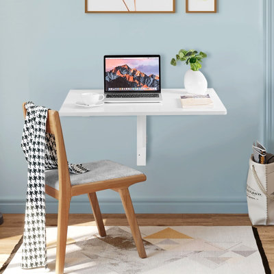 Costway Wall-mounted Drop-leaf Table Folding Floating Laptop Desk Space Saving Hanging